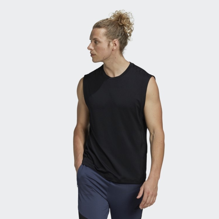 Camiseta Sem Manga Preta Adidas Yoga