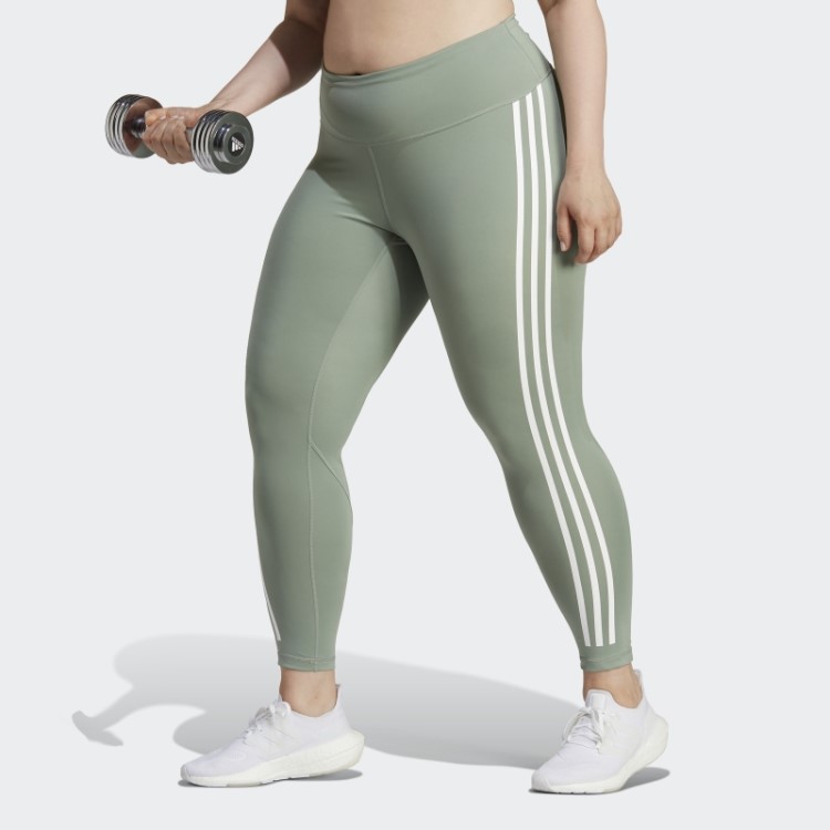 Optime Trainicons 3 Listras 7/8 Leggings (tamanho Grande) Adidas Verde Prata