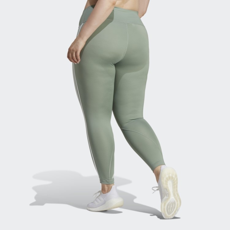 Optime Trainicons 3 Listras 7/8 Leggings (tamanho Grande) Adidas Verde Prata