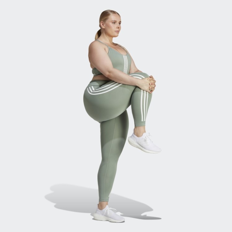Optime Trainicons 3 Listras 7/8 Leggings (tamanho Grande) Adidas Verde Prata