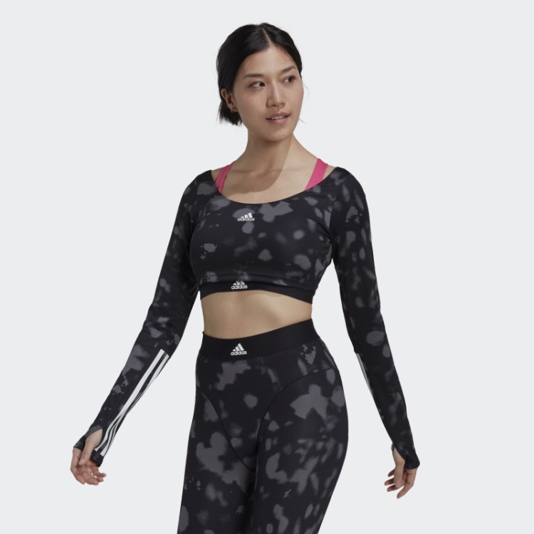 Adidas Hyperglam Cut 3 Listras Cropped Top Preto