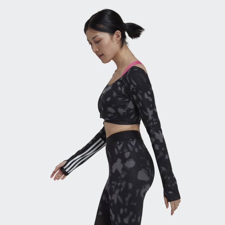 Adidas Hyperglam Cut 3 Listras Cropped Top Preto