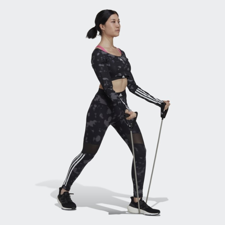 Adidas Hyperglam Cut 3 Listras Cropped Top Preto