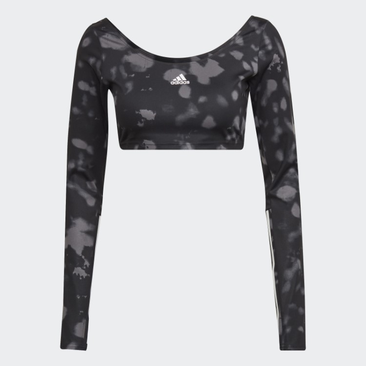 Adidas Hyperglam Cut 3 Listras Cropped Top Preto