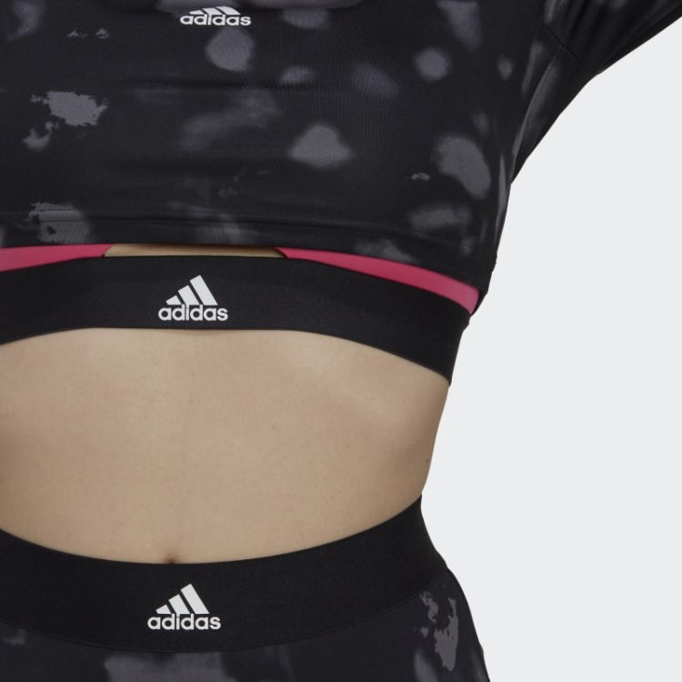 Adidas Hyperglam Cut 3 Listras Cropped Top Preto