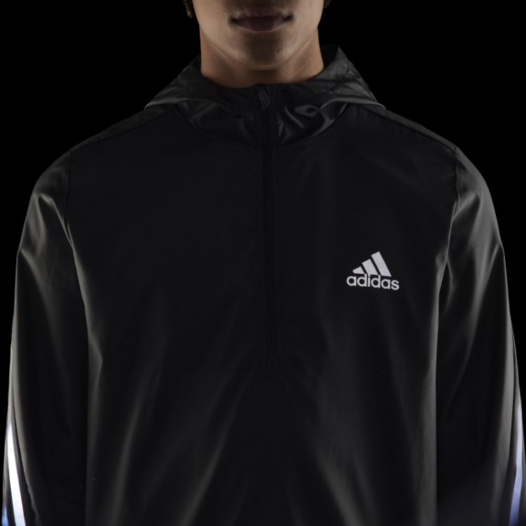 Jaqueta Preta Run Icons Com As Três Listras Adidas