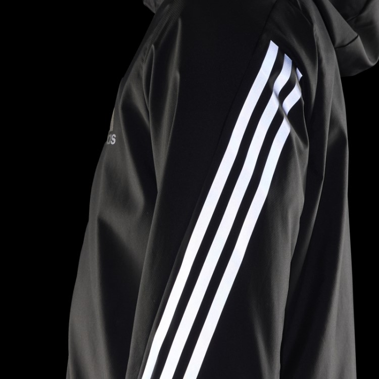 Jaqueta Preta Run Icons Com As Três Listras Adidas