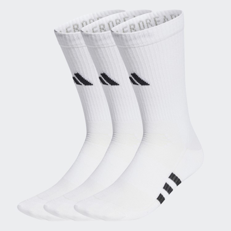 Meias Brancas Adidas Performance Light Crew 3 Pares