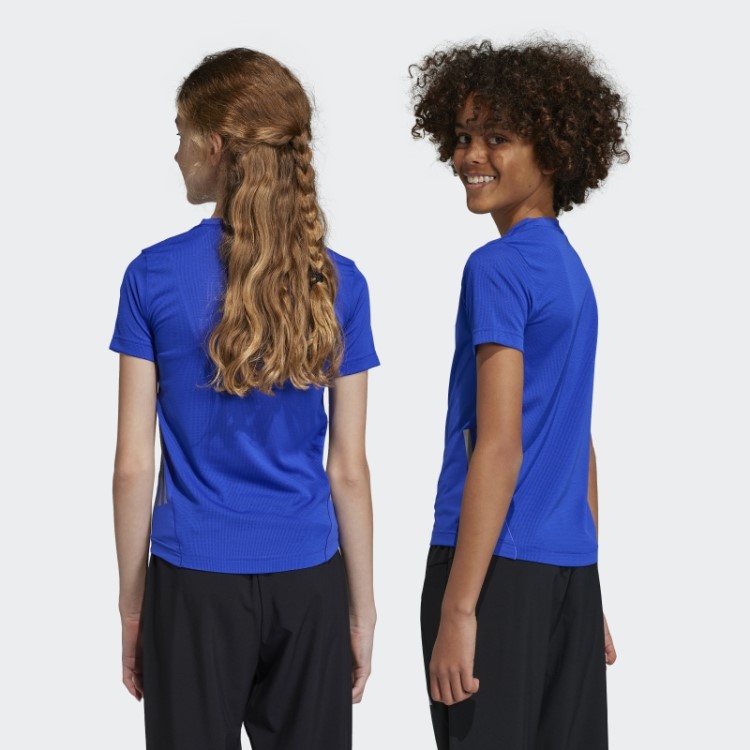 Camiseta Azul Adidas Aeroready Com As Três Listras