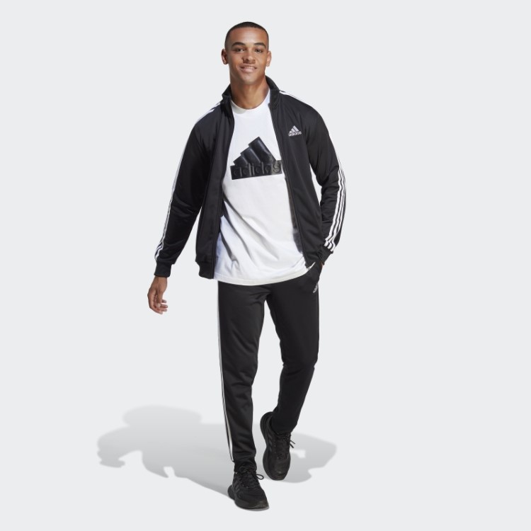 Fato De Treino De Tricot Básico Preto Adidas Com As 3 Riscas