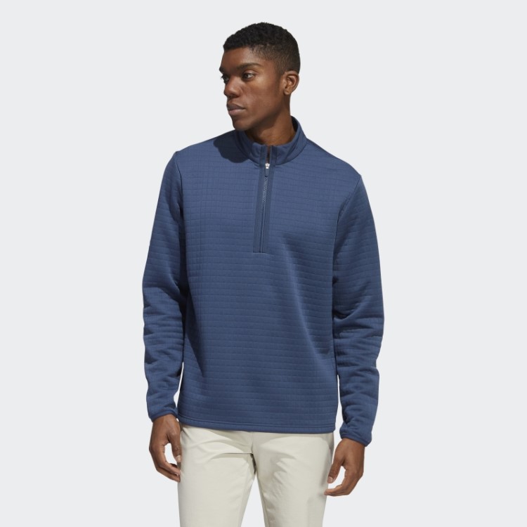 Pulôver Adidas Dwr Azul Marinho Com Zíper 1/4