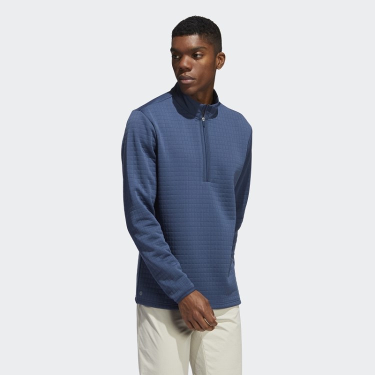 Pulôver Adidas Dwr Azul Marinho Com Zíper 1/4