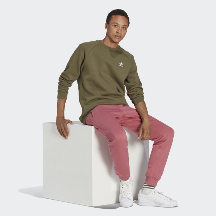 Moletom Gola Careca Adidas Trefoil Essentials Verde Oliva