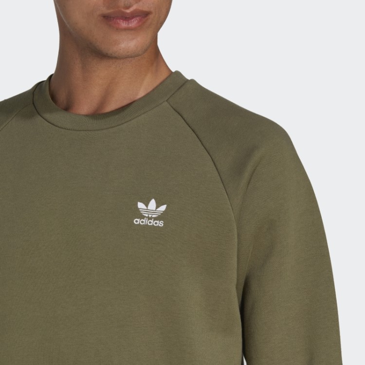 Moletom Gola Careca Adidas Trefoil Essentials Verde Oliva