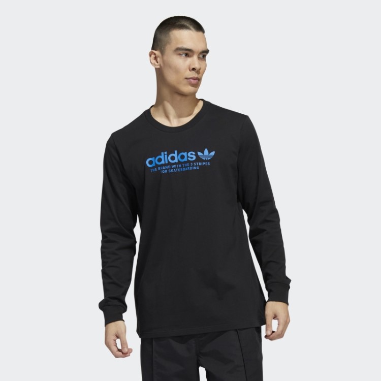 Camiseta Preta Adidas Skateboarding 4.0 Manga Longa Com Logo (gênero Neutro)