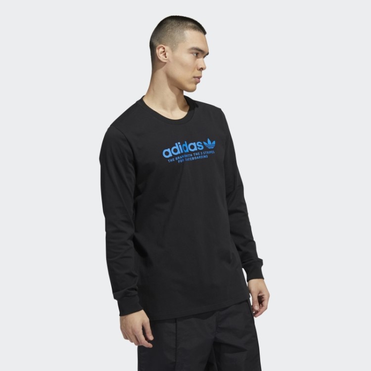Camiseta Preta Adidas Skateboarding 4.0 Manga Longa Com Logo (gênero Neutro)