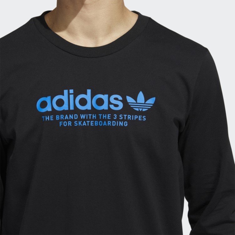 Camiseta Preta Adidas Skateboarding 4.0 Manga Longa Com Logo (gênero Neutro)