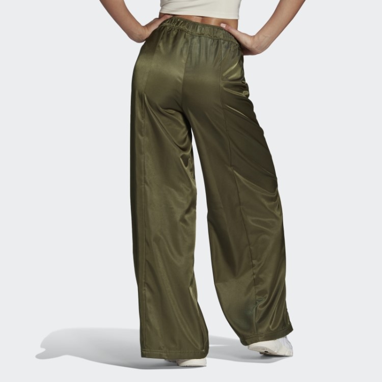 Calça Larga De Cetim Adidas Verde Oliva