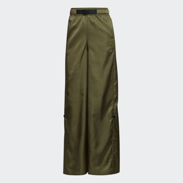 Calça Larga De Cetim Adidas Verde Oliva