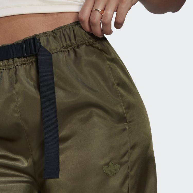 Calça Larga De Cetim Adidas Verde Oliva