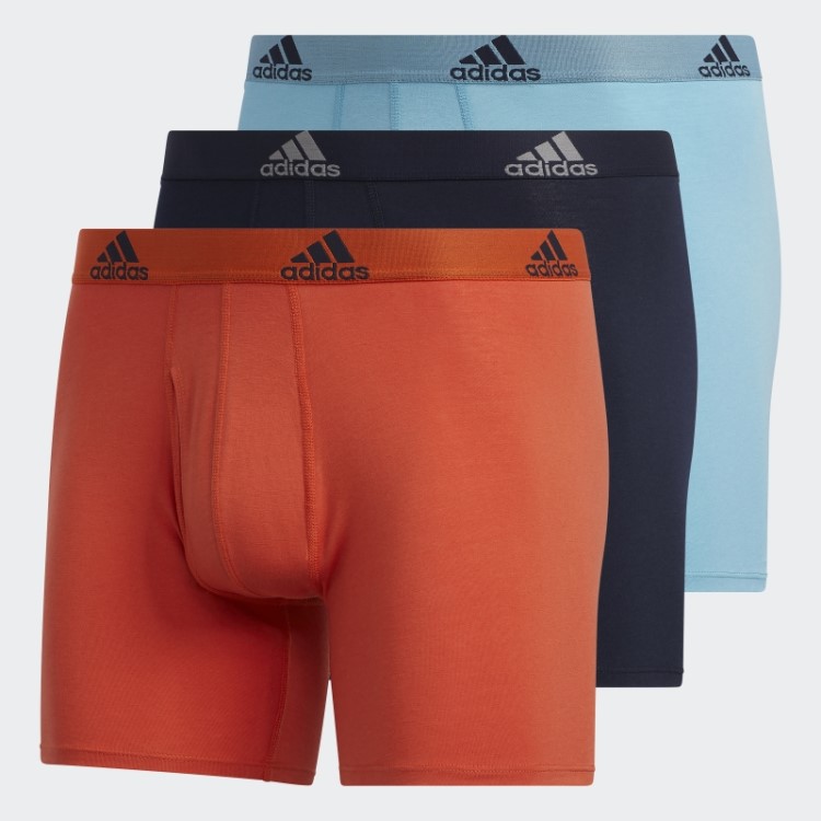 Cuecas Boxer De Algodão Elástico Azul 3 Pares Adidas