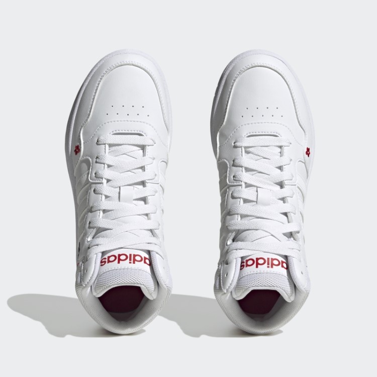 Adidas White Hoops 3.0 Estilo De Vida Basquete Meados De Sapatos Clássicos