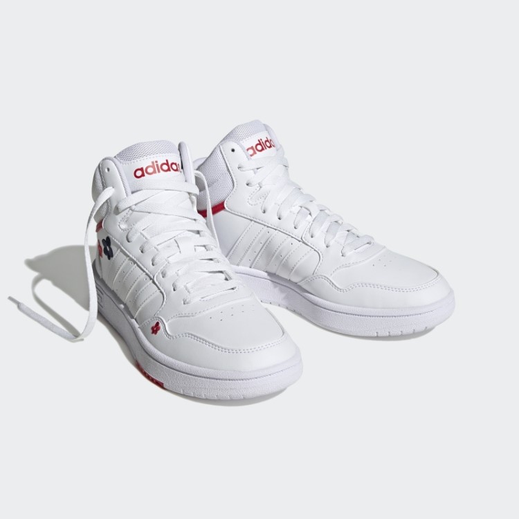 Adidas White Hoops 3.0 Estilo De Vida Basquete Meados De Sapatos Clássicos