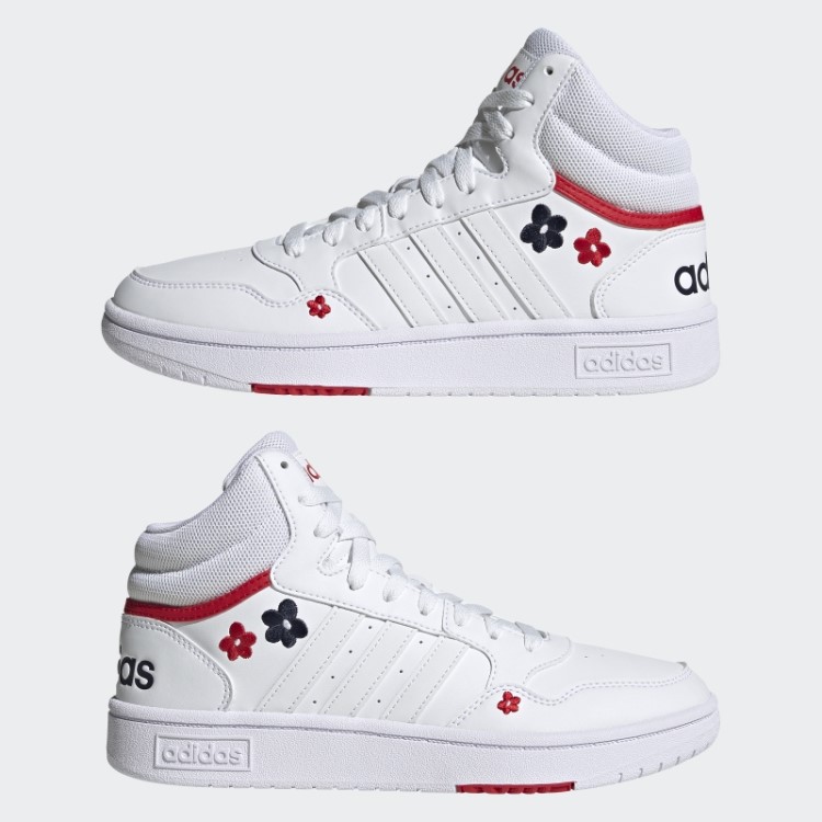 Adidas White Hoops 3.0 Estilo De Vida Basquete Meados De Sapatos Clássicos