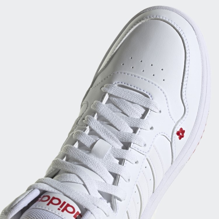 Adidas White Hoops 3.0 Estilo De Vida Basquete Meados De Sapatos Clássicos