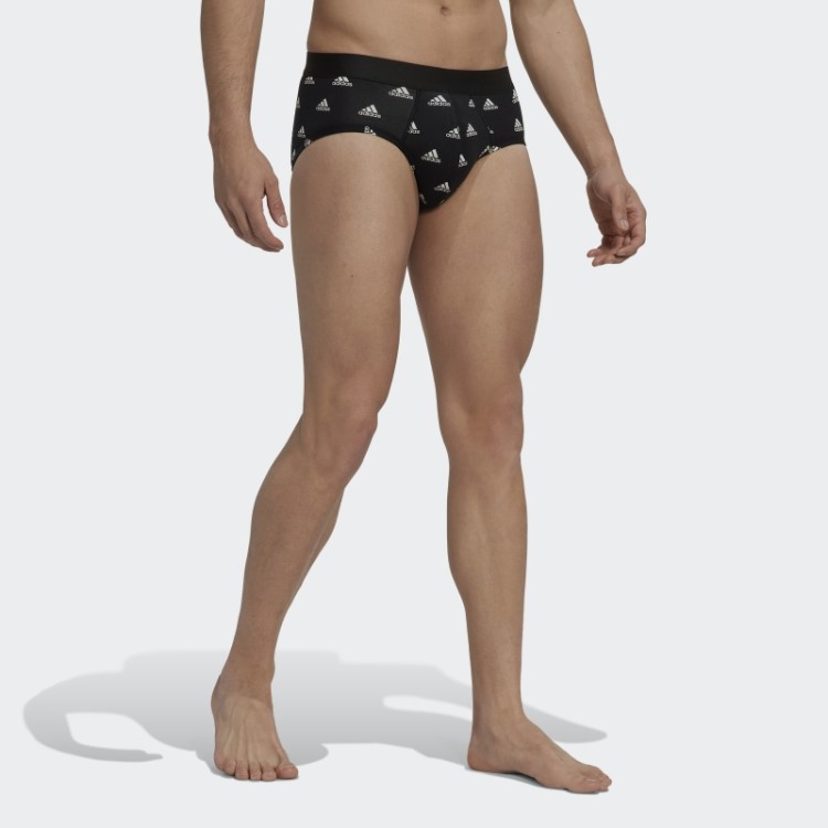 Cueca Preta Com As Três Listras Em Algodão Flexível E Confortável Adidas