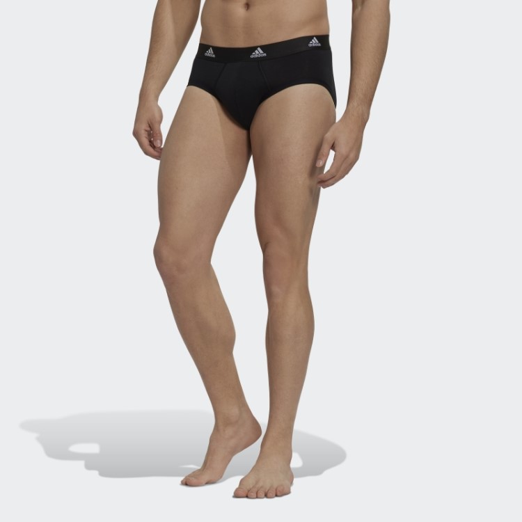 Cueca Preta Com As Três Listras Em Algodão Flexível E Confortável Adidas