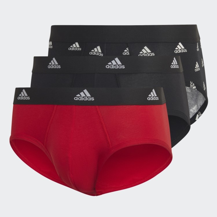 Cueca Preta Com As Três Listras Em Algodão Flexível E Confortável Adidas