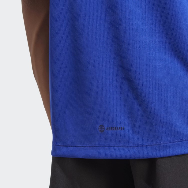 Camiseta Azul Adidas Train Icons Com As Três Listras