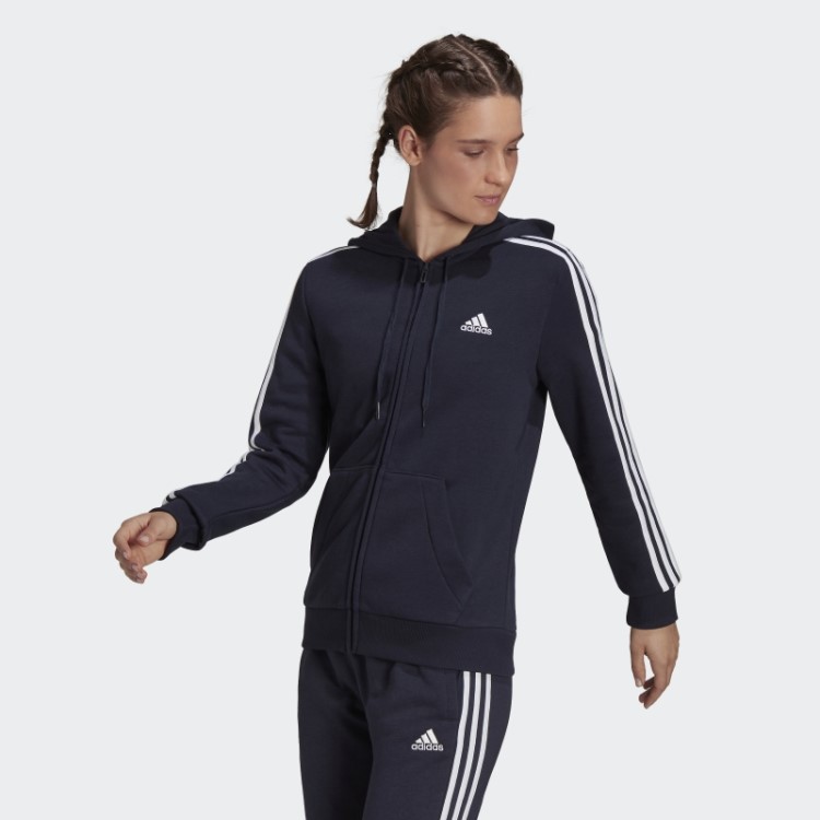 Adidas Essentials Moletom Com Capuz De Lã Com Três Listras Branco Quente