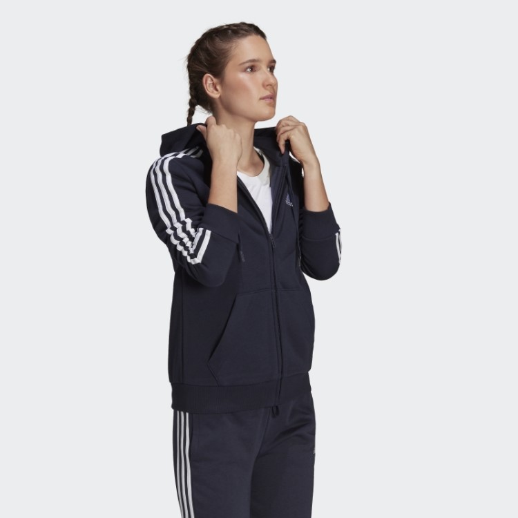 Adidas Essentials Moletom Com Capuz De Lã Com Três Listras Branco Quente
