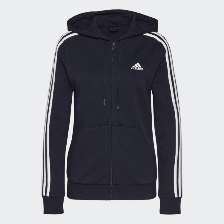Adidas Essentials Moletom Com Capuz De Lã Com Três Listras Branco Quente
