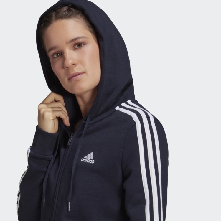 Adidas Essentials Moletom Com Capuz De Lã Com Três Listras Branco Quente