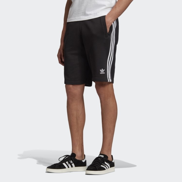 Short De Moletom Com As Três Listras Adidas Preto