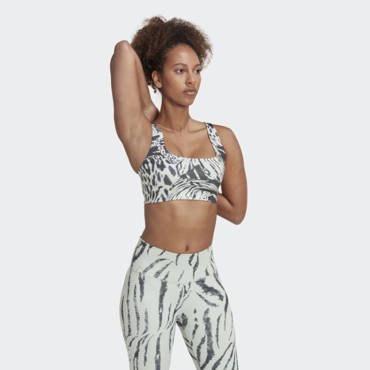 Sutiã Estampado Allover De Suporte Médio Powerimpact Verde Adidas