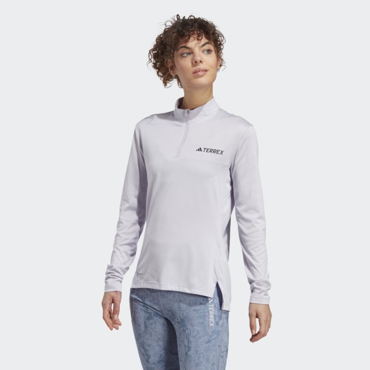 Top Adidas Terrex Manga Longa Com Vários Zíperes Prateado