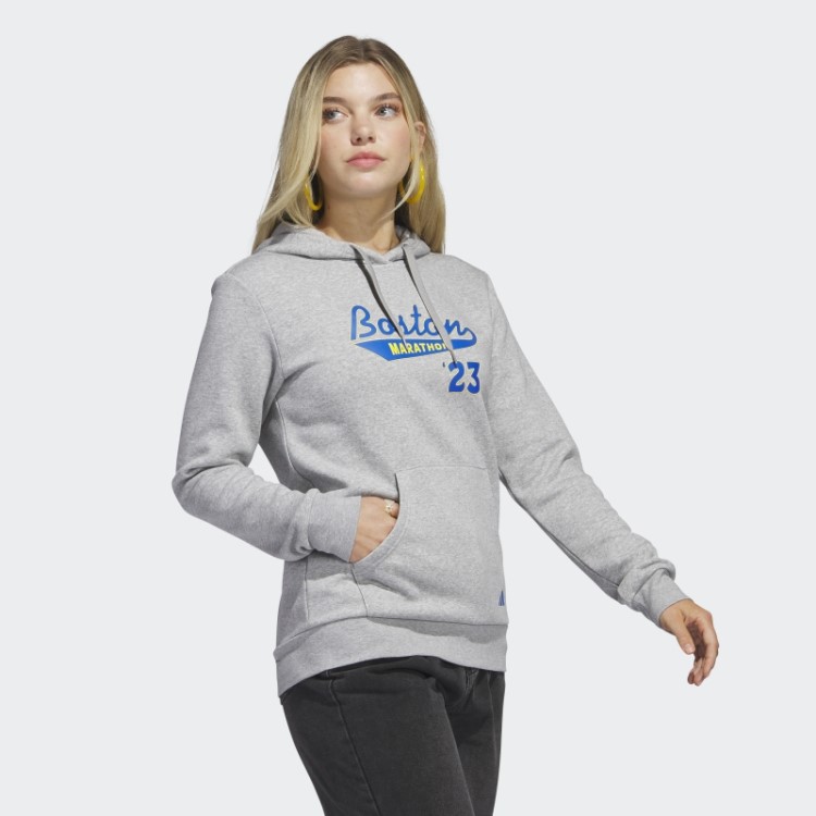 Boston Marathon 2023 Moletom Com Capuz Gráfico Clássico Cinza Médio Adidas