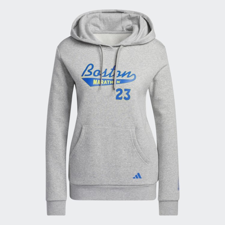 Boston Marathon 2023 Moletom Com Capuz Gráfico Clássico Cinza Médio Adidas