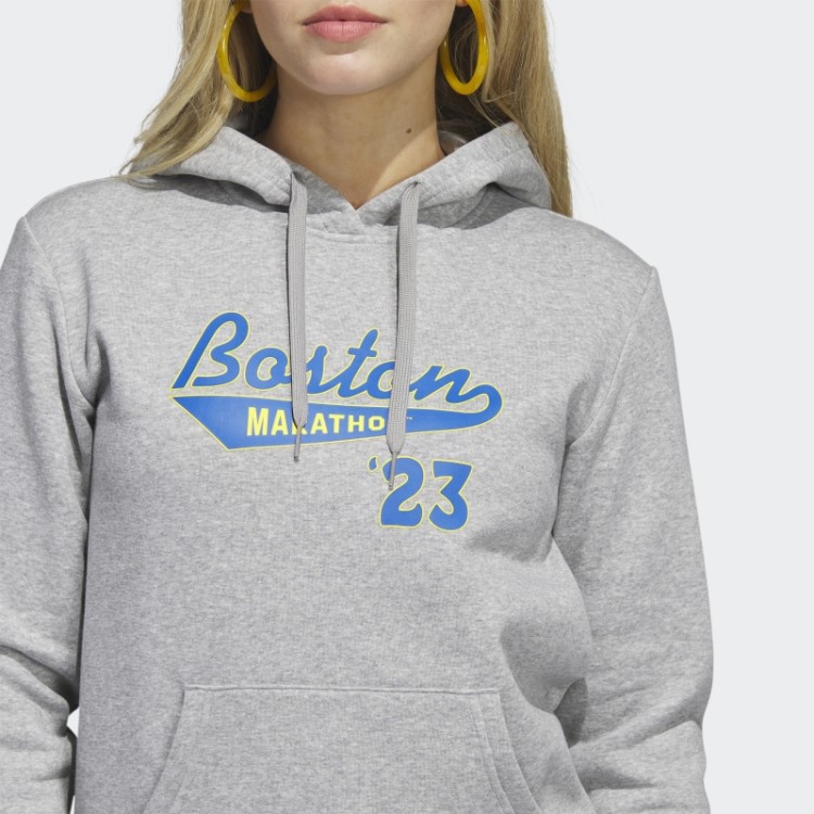 Boston Marathon 2023 Moletom Com Capuz Gráfico Clássico Cinza Médio Adidas