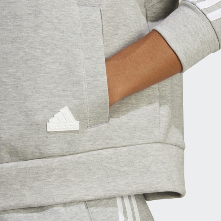 Future Icons Moletom Com Capuz E Zíper Nas Três Listras Adidas Cinza Médio