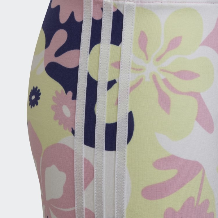 Bermuda De Ciclismo Branco Com Estampa Floral Adidas