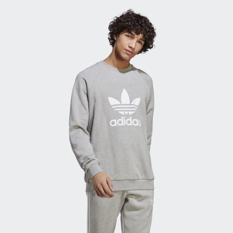 Moletom Adicolor Classics Trefoil Gola Redonda Adidas Cinza Médio