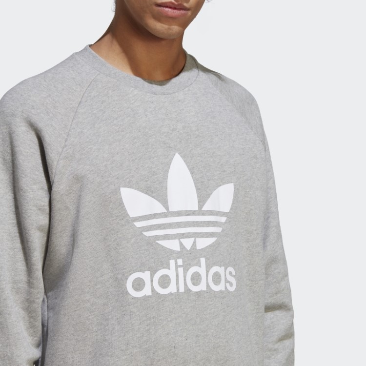 Moletom Adicolor Classics Trefoil Gola Redonda Adidas Cinza Médio