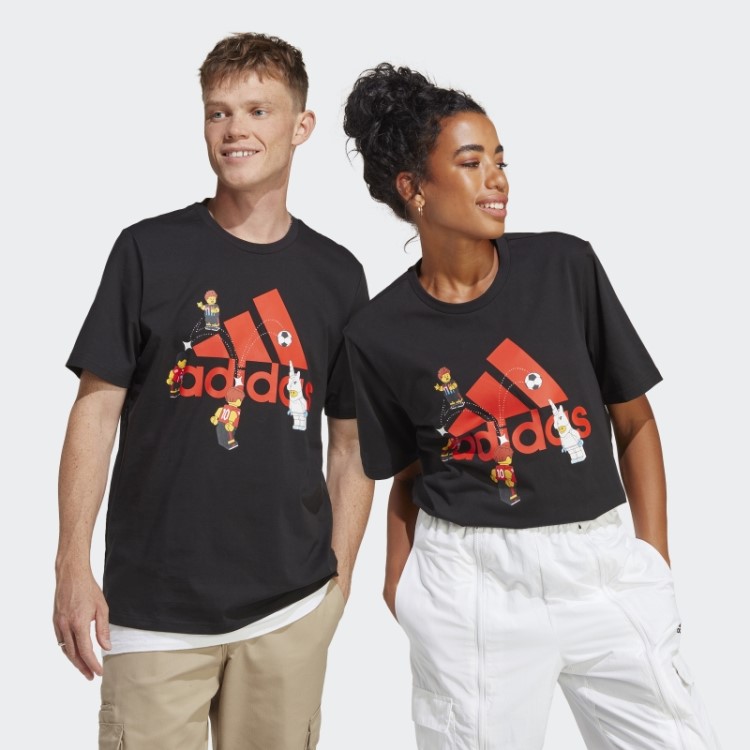 Adidas X Lego Emblema De Futebol Do Esporte Gráfico Tee Preto Quente