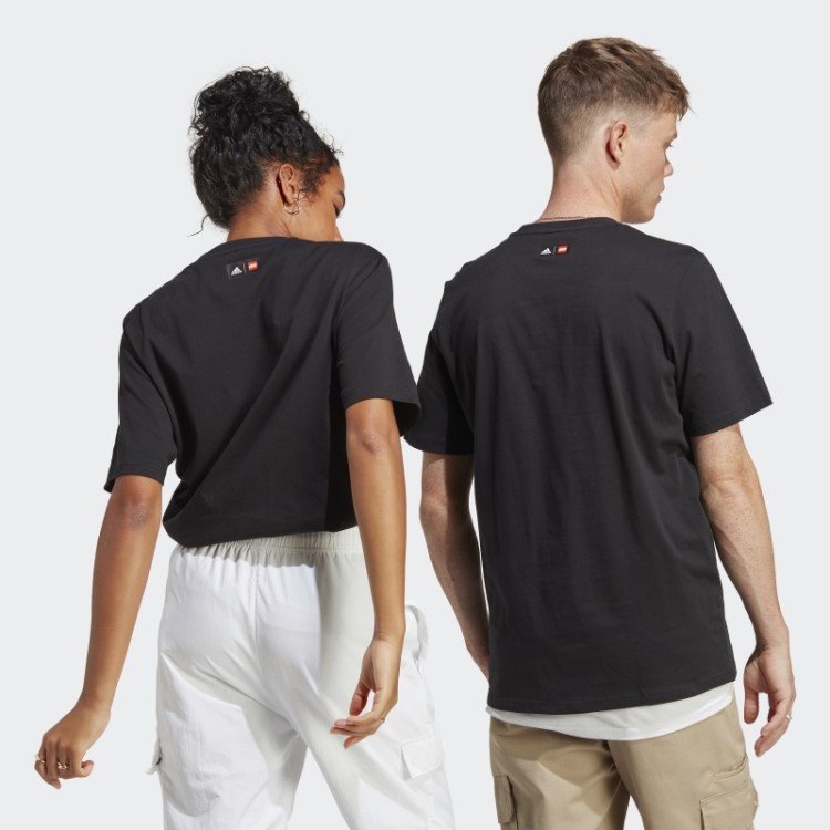 Adidas X Lego Emblema De Futebol Do Esporte Gráfico Tee Preto Quente