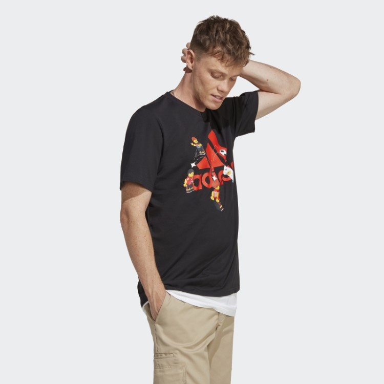 Adidas X Lego Emblema De Futebol Do Esporte Gráfico Tee Preto Quente